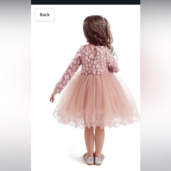 Little girls long sleeve tutu dress with 3D flowers, size 12M - Picture 5 of 5